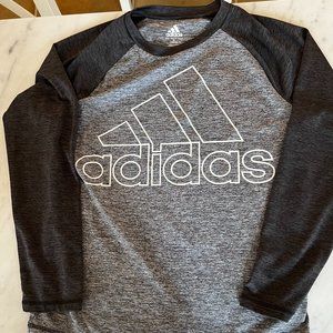 Gray/Black Adidas LS Baseball Shirt